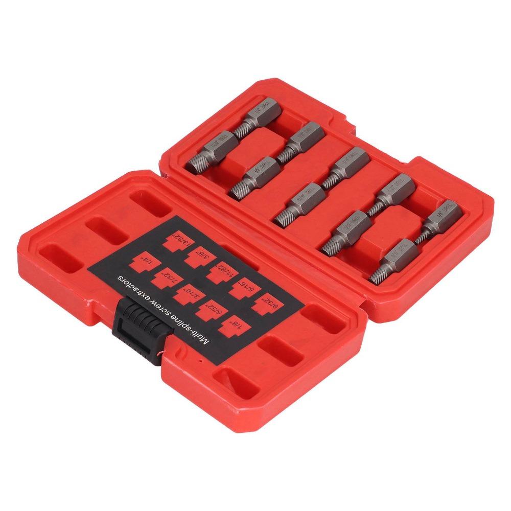 10pcs Multi Spline Broken Screw Removal Tool Bolt Extraction Tool  For Stripped Screws