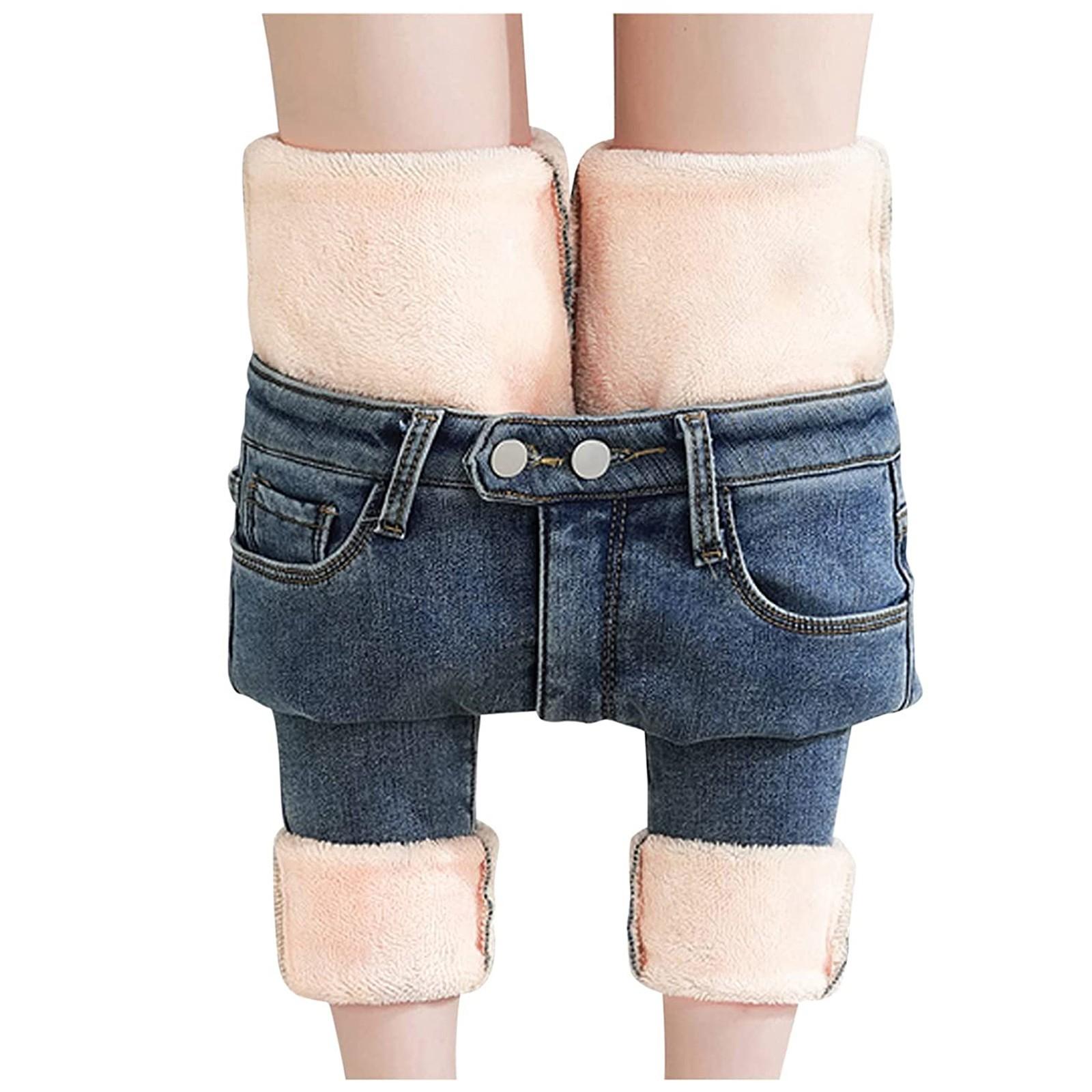 Women s Denim Plus Velvet Thick Lamb Wool Leggings Women s And Winter High Waisted Leggings Warm Pants L