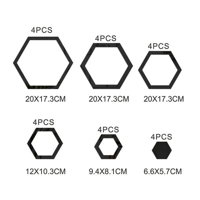 24pcs Hexagon 3D Mirror Wall Stickers Bedroom Creative Self Adhesive Decoration Honey Comb Waterproof Stickers Home Decor