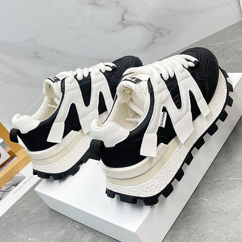 Thick-soled Heightening Women's Autumn New Versatile Casual Sports Lightweight Leather Shoes