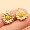 Stainless Steel Daisy Flower Drip Oil Pendants: 3 Styles, Golden Fresh Enamel Charms