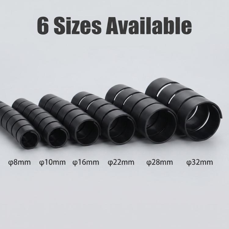 Flexible PE Spiral Cable Sleeve Wrap Wire Management Organizer 6 Sizes 100M/Roll for Server Room & Home Office