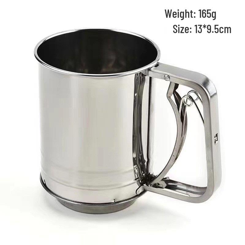 Handheld Semi-Automatic Flour Sieve - Baking Tool & Mesh Filter