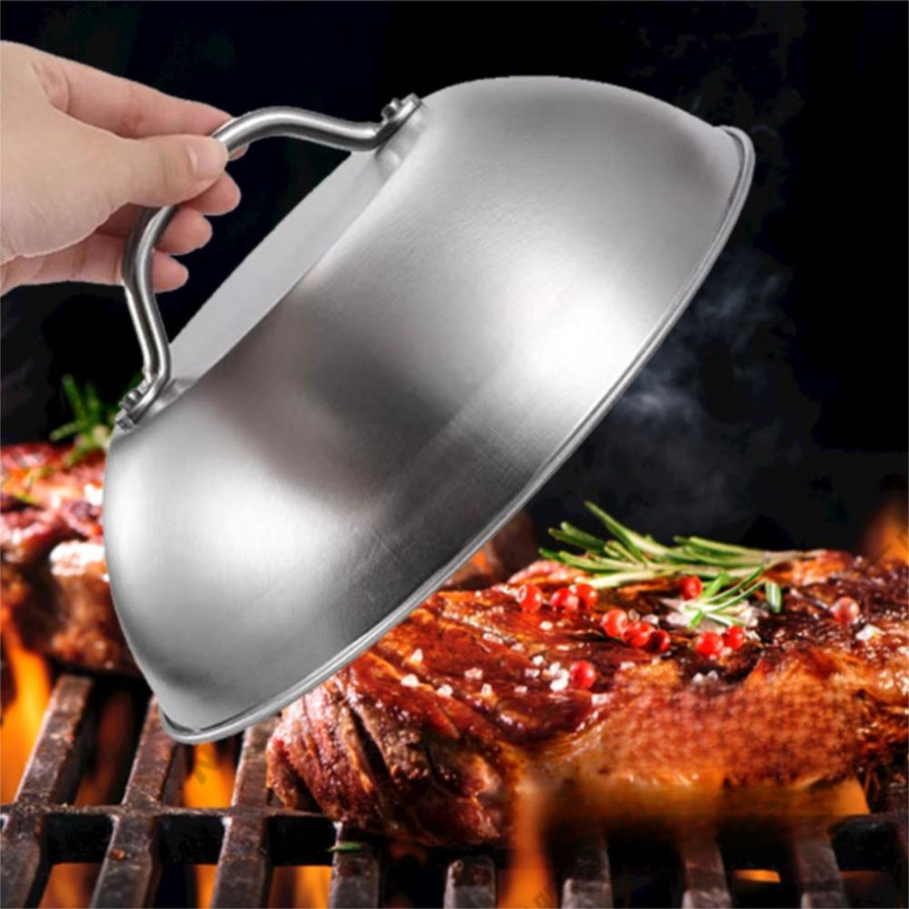 Stainless Steel Oven Squeegee Cover Arched Round with Handle Cheese Melting Dome Barbecue Tools 6/9inch Steak Pot Lids Cover