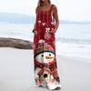 Women's Christmas Print Solid Wide Leg Strapless Tank Pocket Casual Onesie