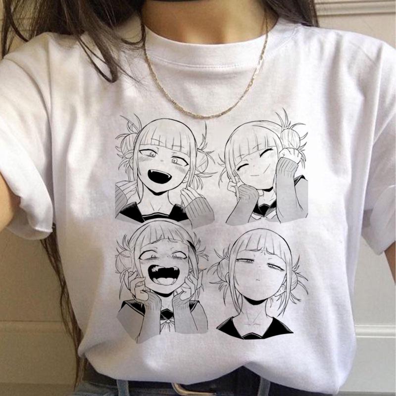New Ahegao Harajuku Graphic Women T-Shirt My Hero Academia Anime Senpai Top Female T Shirt Harajuku O-Neck Casual Lady Clothing