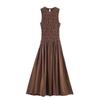 2026 Spring European & American Style Women's Waist-Cinching Fluffy Midi Dress