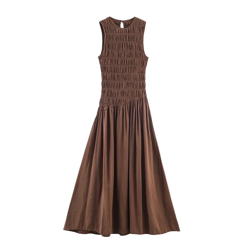 2026 Spring European & American Style Women s Waist-Cinching Fluffy Midi Dress Medium