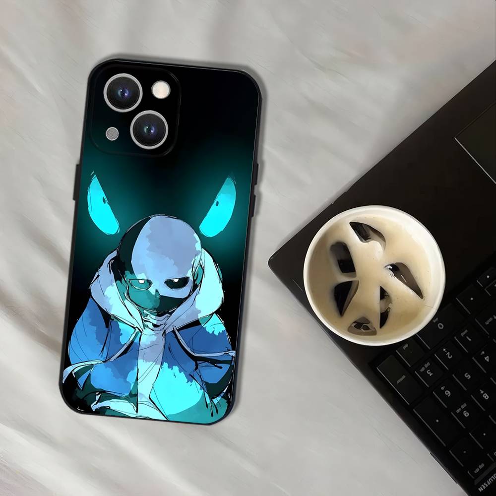U-Undertale Sans doggo Black Soft Cover Phone Case For iPhone 17,16,15,14,13,12,11,Pro,XS,Max,XR,Plus,E,SE4,Mini