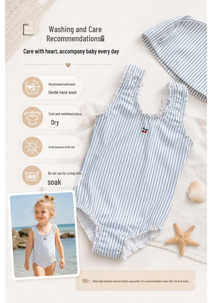 Nordic Style Girls' Sun Protection Quick-Dry Swimsuit: Cute One-Piece or Baby Two-Piece Bikini