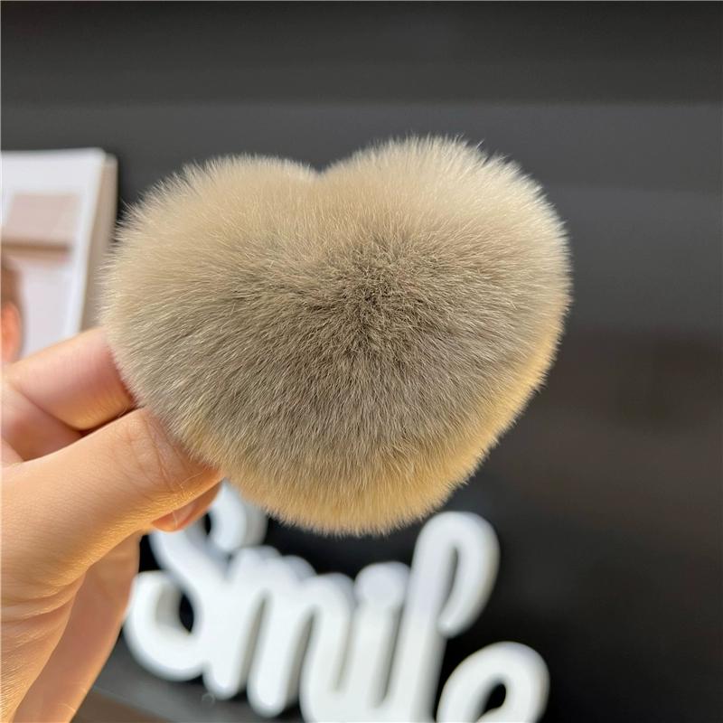 Love Hair Card  Cute Real Otter Rabbit Hair Little Peach Heart Hair Clip Headpiece Plush Ball Edge Clip Plush Hair Clip BB