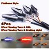 Universal 2 Pair Fishbone Style Front DRL Rear Tailight Flasher Strobe Dual colors 3 In 1 DRL Brake Flowing Turn Signal Indicator Lights Lamp Replace