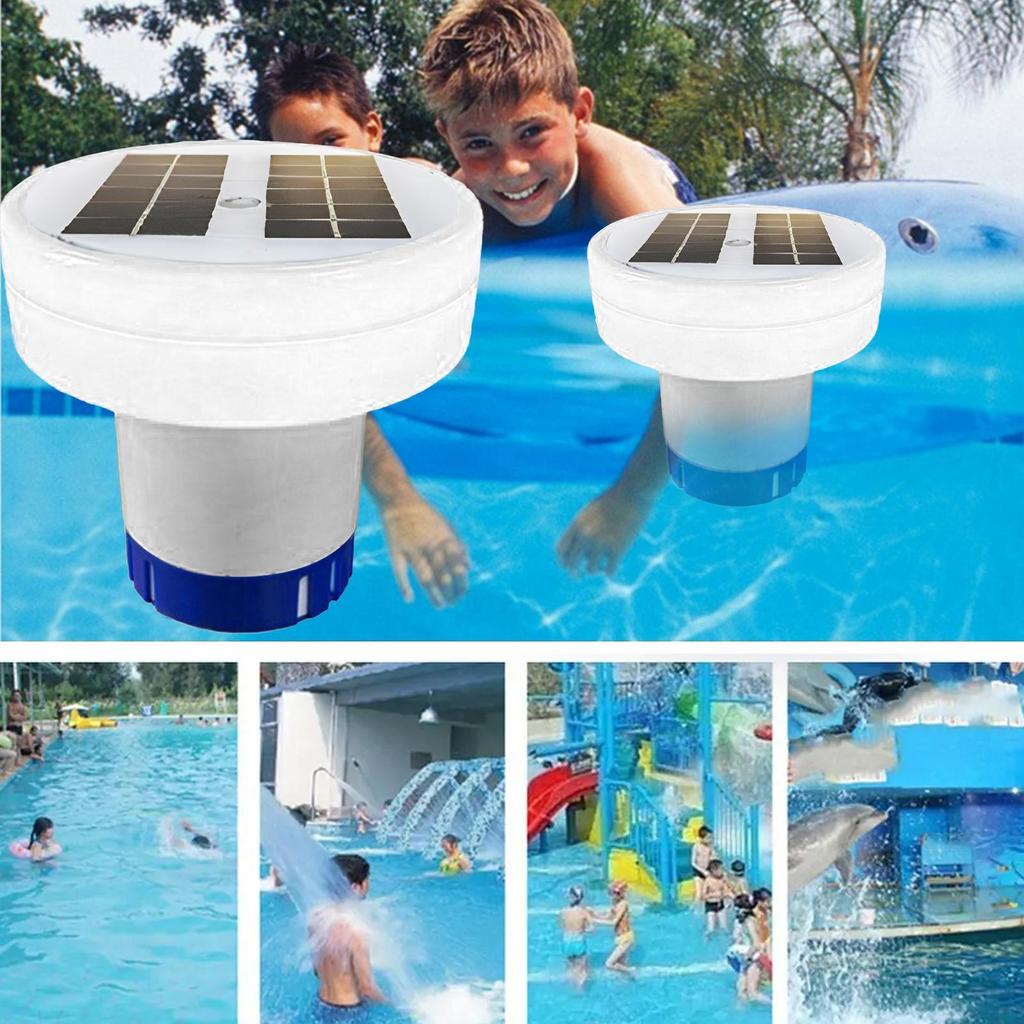 Floating Chlorine Dispenser for Pool Floated Water Cleaner and Purifier Solar Powered Light Up Chlorine Holder Tablets Floater