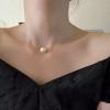 Titanium Steel Pearl Pendant Necklace Simple High-end Sense Versatile Collarbone Chain Fashion Niche Temperament Jewelry