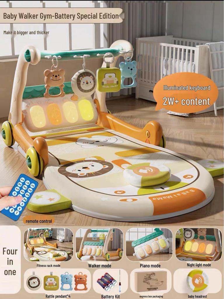 Newborn Pedal Piano Gym Walker: Early Learning Music Stroller Toy