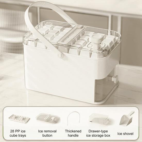 Dvouvrstvý zásobník na ledové kostky Uvolňování kostek jedním dotykem Led s 56 kostkami Bez BPA
