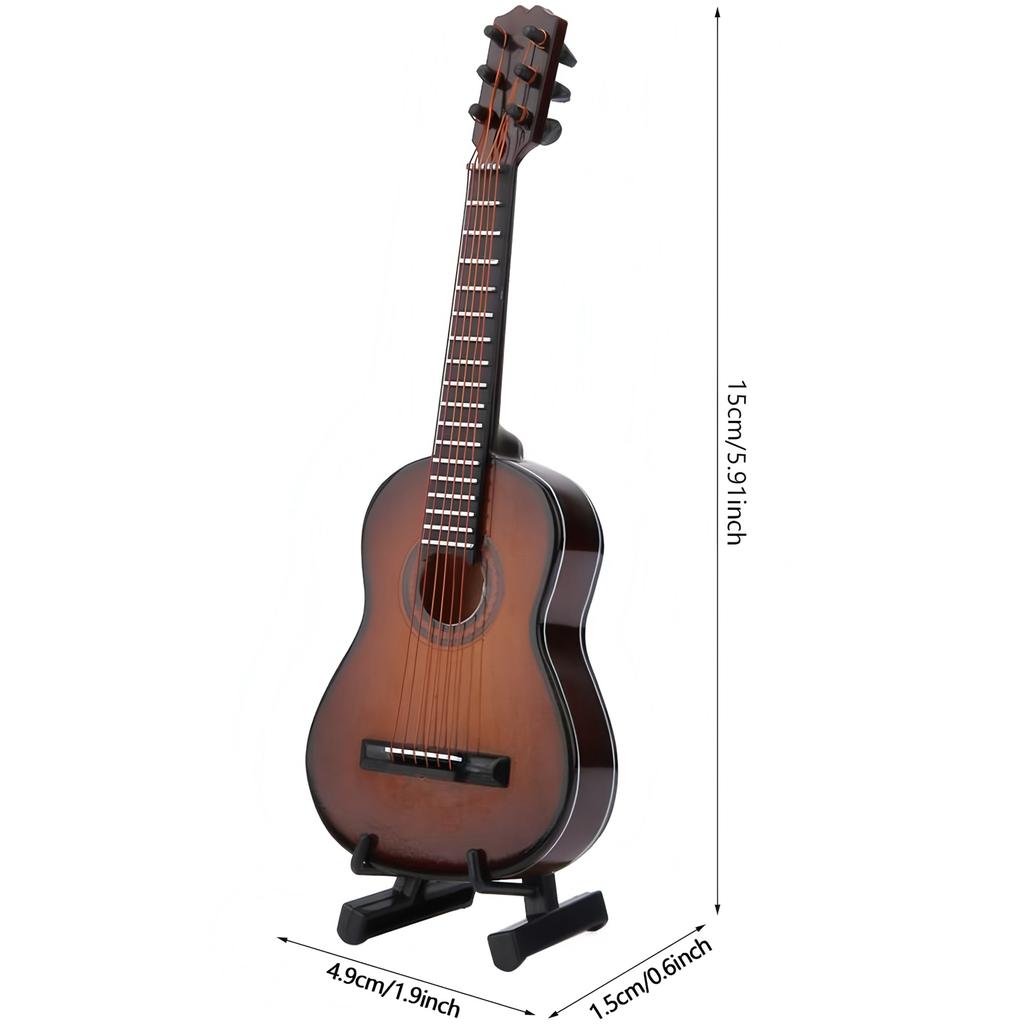 Miniature Musical Instrument with Stand Wooden Decorative Ornament Musical Instrument Replica for Miniature Model Decor Gift