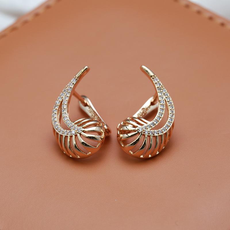 Kinel Rose Gold Water Drop Örhängen För Kvinnor Vit Zirkon Inställning