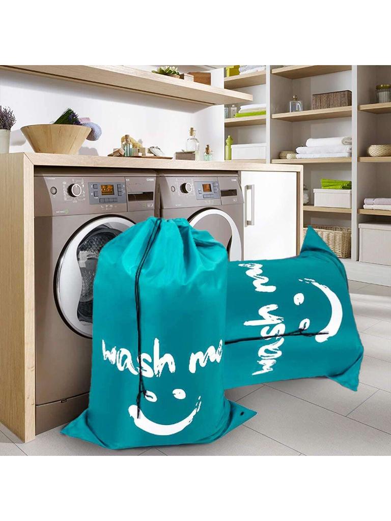 1 Pezzo - Sacchetto per Bucato in Nylon a Forma di Sorriso, Lavami, Borsa da Viaggio per Organizzazione, Lavabile in Lavatrice, Organizer per Vestiti Sporchi, Sacchetto con Coulisse per Lavare