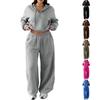 Women's Casual Half-Open Placket Pullover Hoodie And Loose Casual Sweatpants Set