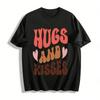 Retro Hugs And Kisses Heart Print Casual Versatile Top Pure Cotton T-shirt