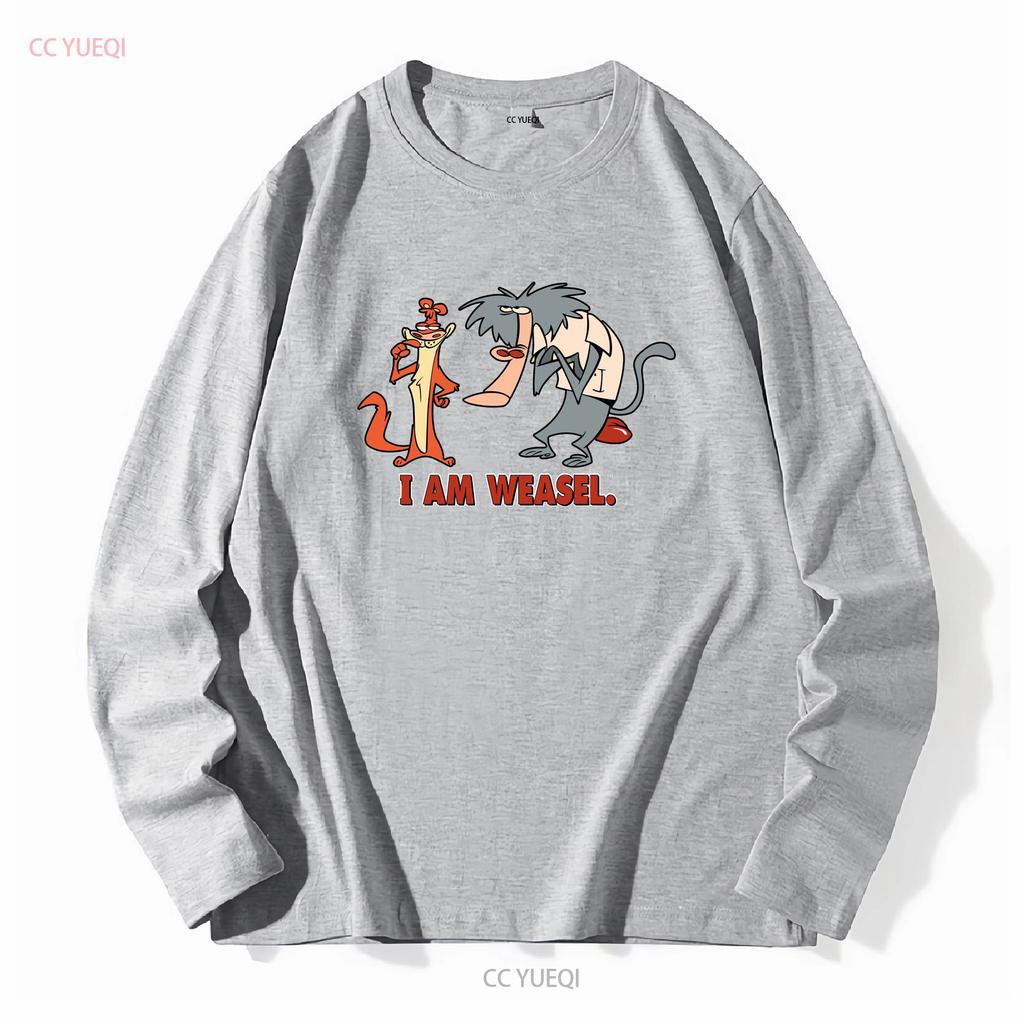 Official I Am Weasel Characters T Shirt Black vintage Washed Breathable Comfortable Top For Everyday Wear Soft designer clothes