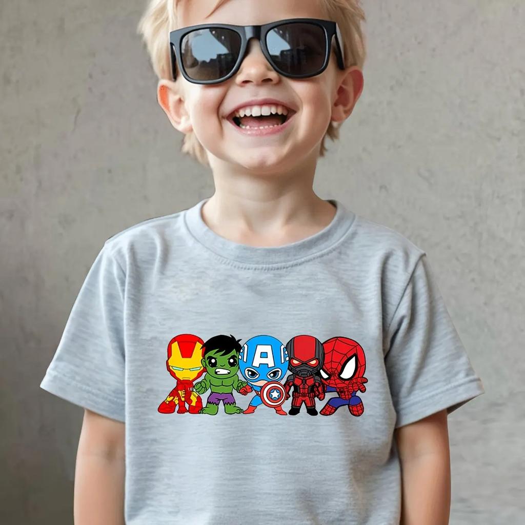 NEW Fun Marvel SpiderMan Teen TShirt Childrens Casual Fashion Pure Cotton Childrens Wear Summer 2026 Baby TShirt