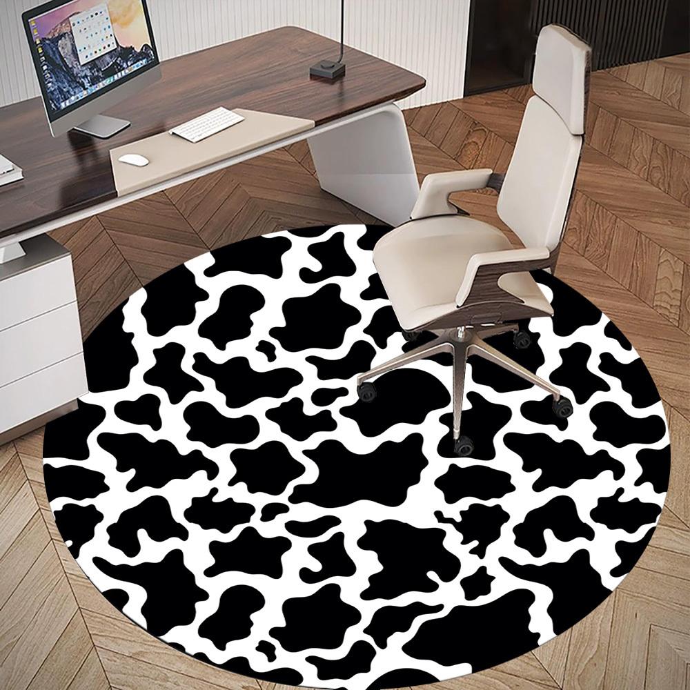 1pc cow print Round Chair mat Area Rug - Non-Slip, Floor Mat for Office, Bedroom, and Indoor Decor c1125288