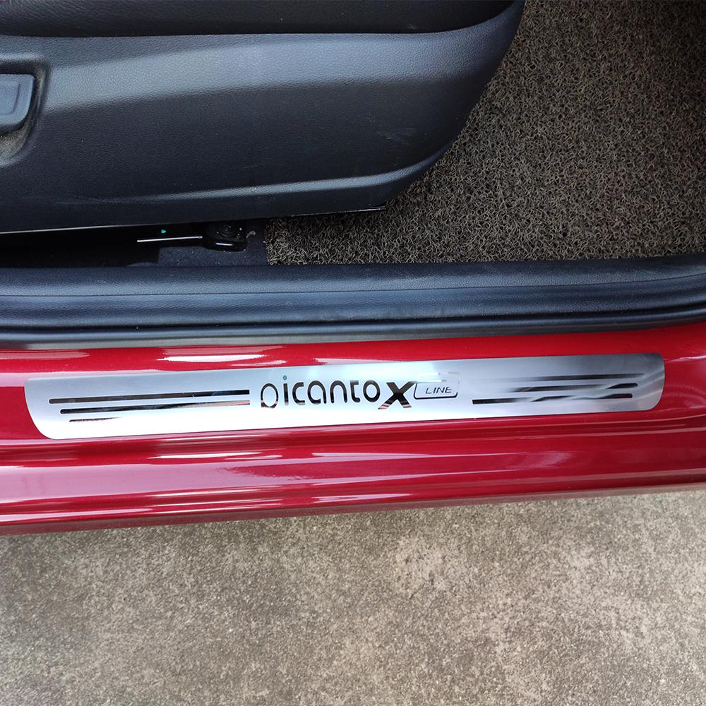 Auto Styling Car Sticker Steel Accessories For Kia Picanto Gtline Xline Gt X Line Door Sill Strip Pedal Cover Guard Scuff