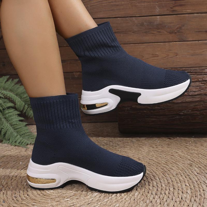 Women's Ankle Boots Elastic Socks Sneakers Breathable Mesh Casual Shoes Fashion Mesh High Top Boots for Women Zapatos Mujer2025