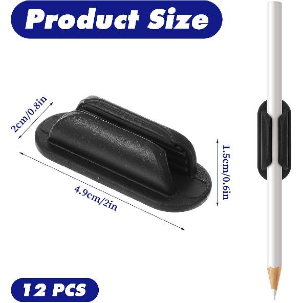 10 Pcs Adhesive Pencil Holders for Desk, Silicone Stylus Pen Organizer for Walls, Clipboards, Office Essentials Accessories, Teacher Classroom