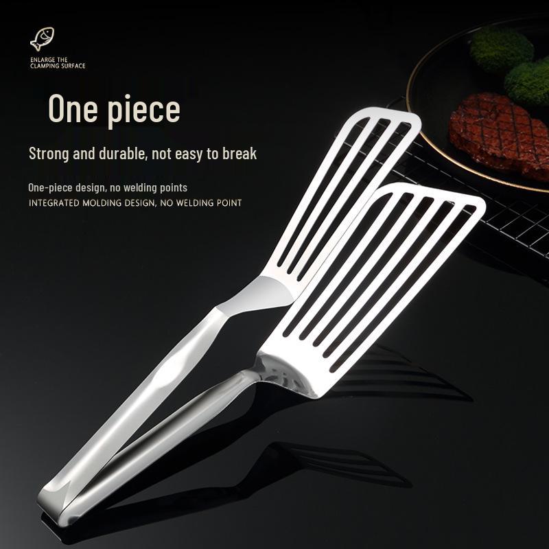 Stainless Steel Multifunctional Spatula and Food Clip for Frying and Barbecue