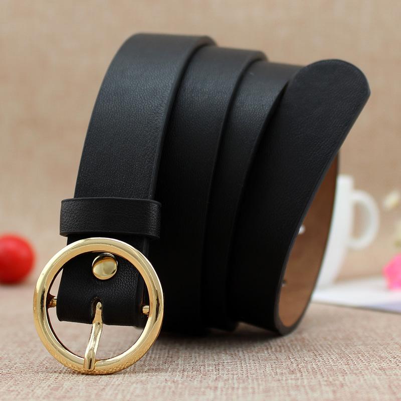 Women'S Round Buckle Belt Casual Retro Jeans Belt Women'S Decorative Thin Belt