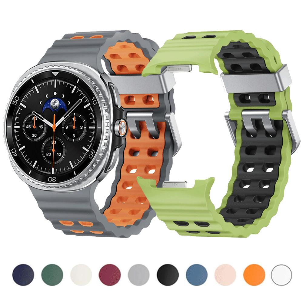 Silicone Strap for Samsung Galaxy Watch 8/8 Classic Sport Breathable Wristband For Galaxy Watch 8 40/44mm Two-Tone Silicone Band