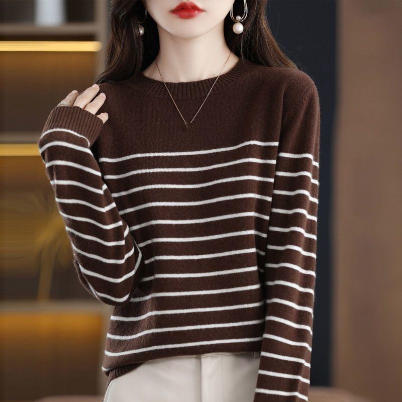 Autumn and Winter New Women's Warm O-neck Pullover Knitted Sweater Korean Fashion Long-sleeved Loose Thin Inner Top