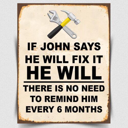 

PERSONALISED Funny Man Fix It Garden Metal Wall Sign Gift Dad Present Man CaveAluminum 20x30cm（7.8x11.8inch）