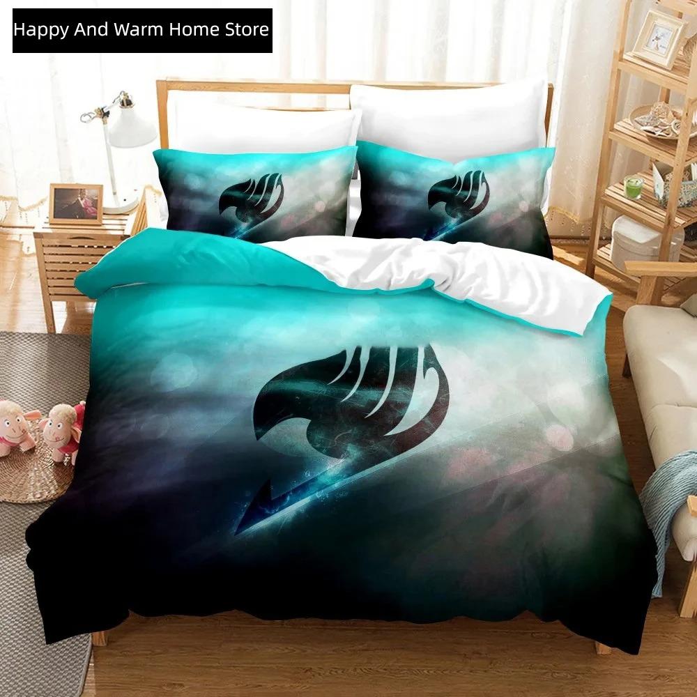 3D Print Anime Fairy Tail Logo Natsu Beding Set Young Boys Young Girls Twin Quen Sized Dimensions Soft Duvet Cover Pilowcase Bed Young Boys Adult