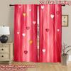 2D Flat Printing 2pcs Curtain Window Curtains Valentine's Day Heart Glow Digital Printed Polyester Drapes Festive Holiday Use