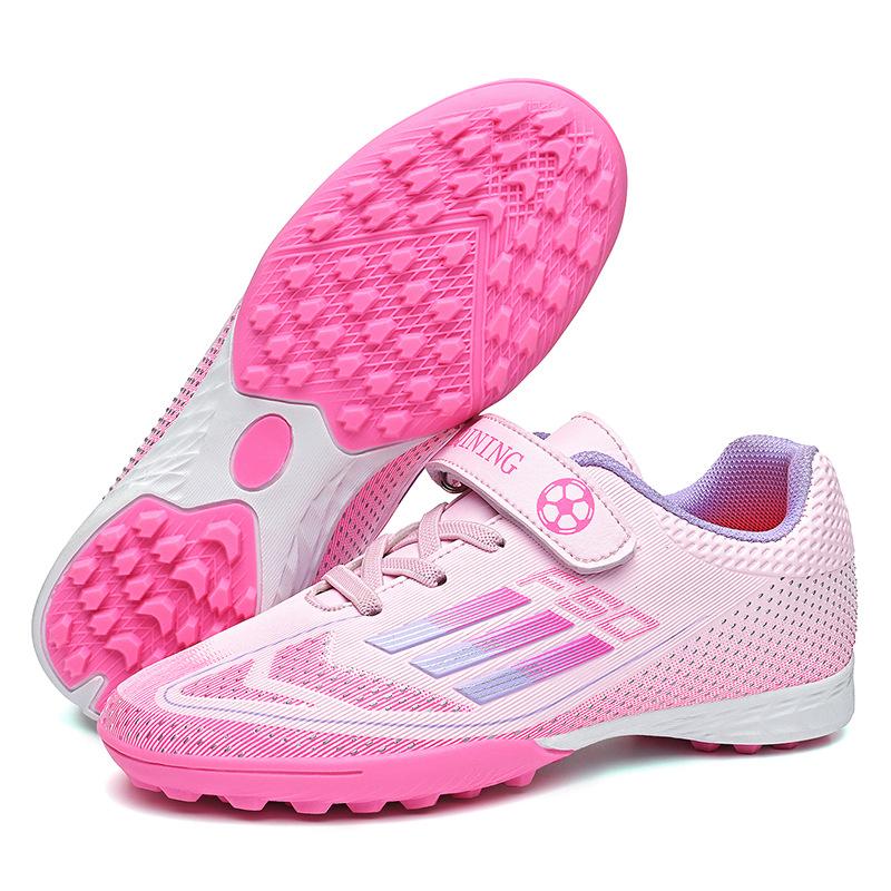 

New Children S Velcro Football Shoes Non-Slip And Wear-Resistant Boys And Girls Game Training Broken Nails Football Shoes Men 30 розовый