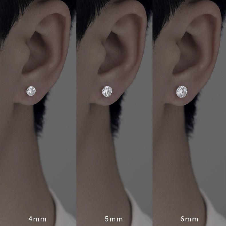 Men's Diamond Earrings: High-End, Unique Design with White Zircon, Stylish, Versatile, and Handsome.