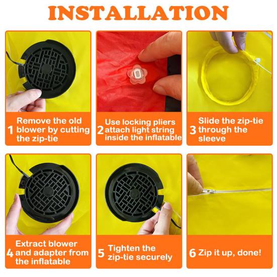 Luftblåservifte for oppblåsbare 12V 1A Erstatningsvifteblåser med adapter og LED-lys for Halloween Jul Oppblåsbar Utendørs Hagepynt