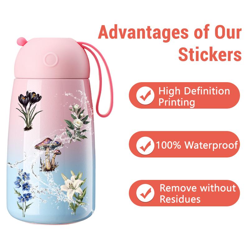 50pcs Retro Forest Mushroom Butterfly Graffiti Sticker Stationery Helmet Guitar Diary Water Bottle Decals