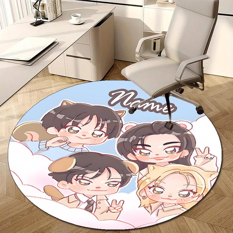 Personalized K-Kpop Team Round Chair Office Rug - Perfect for Mat, Office Chair & More - Ideal Gift for Birthdays and Holidays