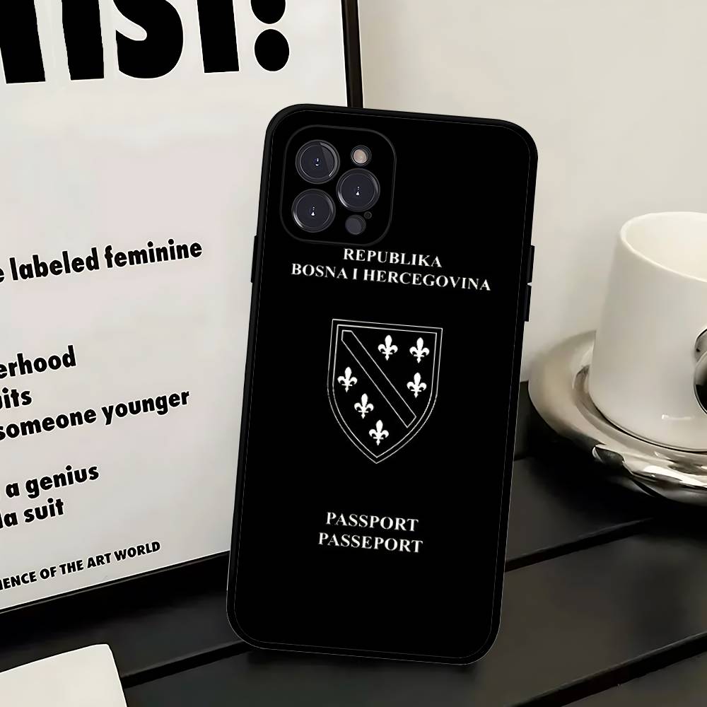 Bosnia And Herzegovina Passport Phone Case For Iphone 16 15 17 13 14 12 11 Pro Max Plus Black Shell Cover Case