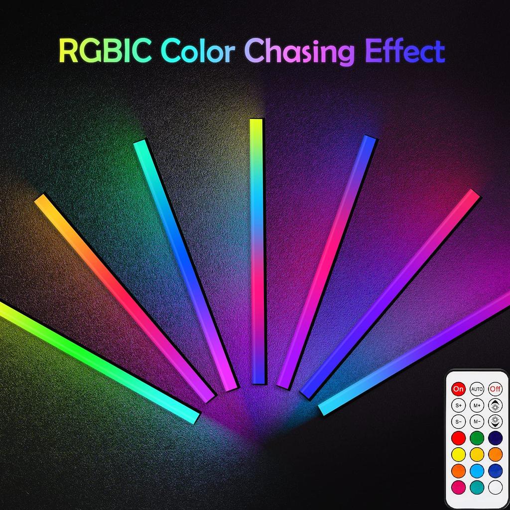 ABCidy Untermonitorleuchte RGBIC Bildschirmleistenleuchte Schreibtischlampe Dimmbare LED mit dynamischem Regenbogen Gaming USB-Fernbedienung Farbe Einstellbare Helligkeit