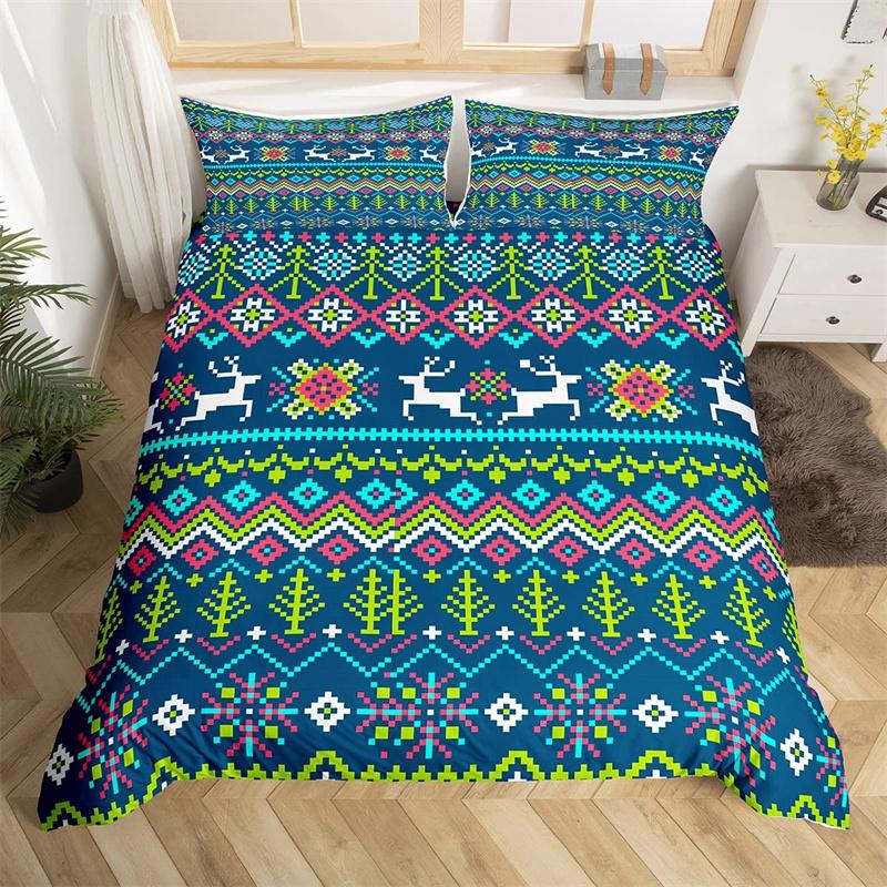 Vánoční povlak na přikrývku Santa Claus Ložní souprava Vánoční Šťastný Nový Rok Dekor Přikrývka Mikrovlákno Přehoz na postel Královská velikost