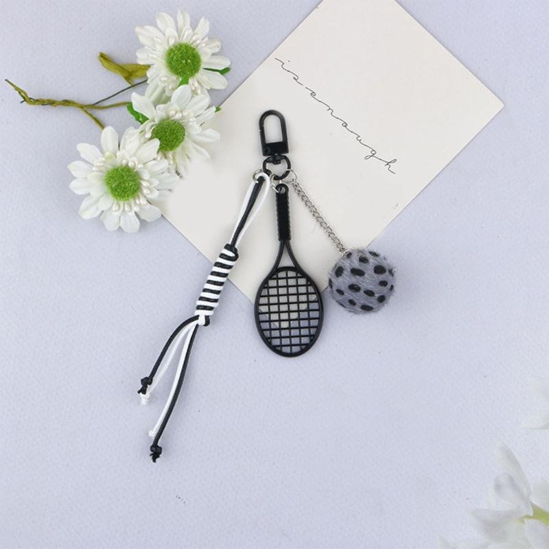 Creative Plush Bag Pendant Ball Racket Bag Charm Keychain Accessory for Fashionable Adults and Sports Enthusiasts