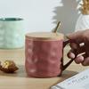 Contrasting colors ins wind Nordic ceramic mug with lid and spoon Creative household water cup Simple coffee cup Stone pattern