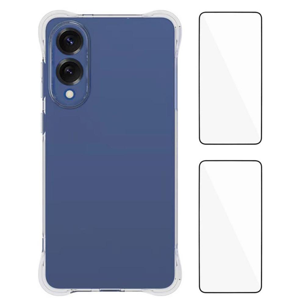 

WANLONFENG WL2 Series for Samsung Galaxy S25 Edge Case 2.0mm TPU Precise Cutouts Phone Cover with 2Pcs Tempered Glass Films Type A