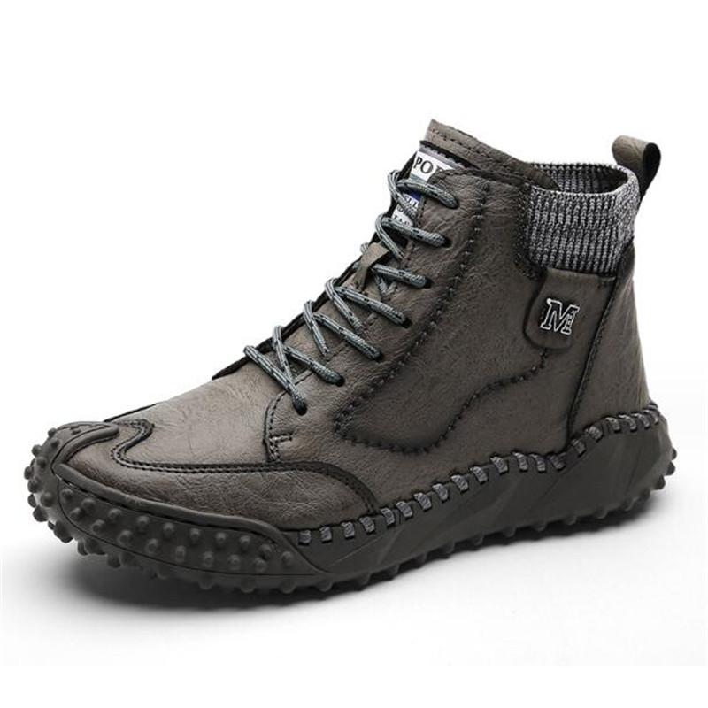 Winter Warm Men's Casual Shoes Fashion Handmade Men's Boots Comfortable Men's Ankle Boots Outdoor High Quality Hiking Boots Men